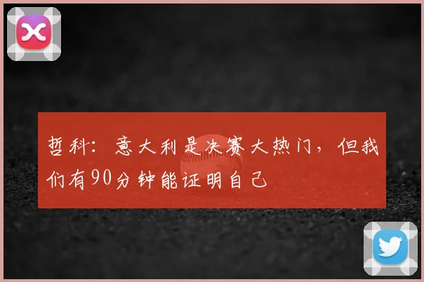 哲科：意大利是决赛大热门，但我们有90分钟能证明自己